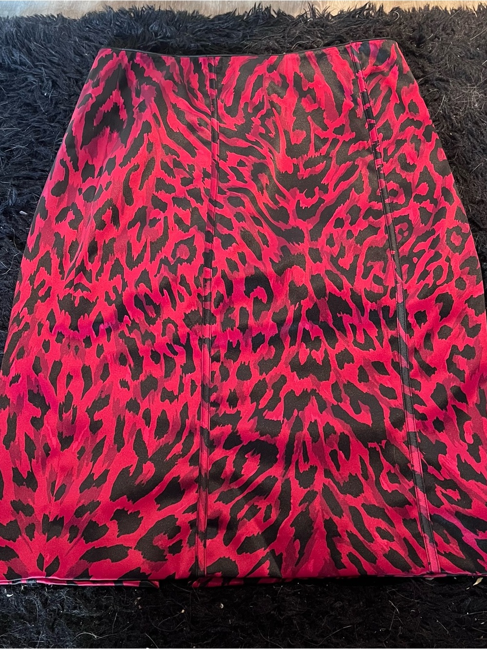 White House Black Market black and red leopard print knee-length skirt